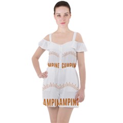 I Love Camping Ruffle Cut Out Chiffon Playsuit