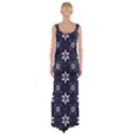 White Blue Floral Pattern Thigh Split Maxi Dress View2