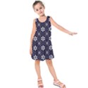 White Blue Floral Pattern Kids  Sleeveless Dress View1