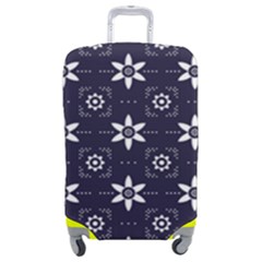 White Blue Floral Pattern Luggage Cover (medium) by designsbymallika