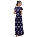 White Blue Floral Pattern Flutter Sleeve Maxi Dress View2