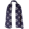 White Blue Floral Pattern Lightweight Scarf  View1