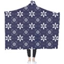 White Blue Floral Pattern Wearable Blanket View2