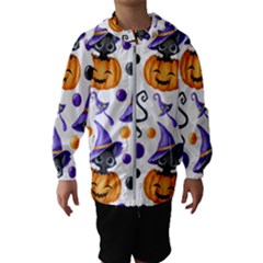 Halloween Cat Pattern Kids  Hooded Windbreaker