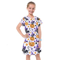 Halloween Cat Pattern Kids  Drop Waist Dress by designsbymallika