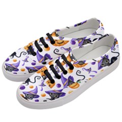 Halloween Cat Pattern Women s Classic Low Top Sneakers by designsbymallika