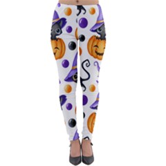 Halloween Cat Pattern Lightweight Velour Leggings by designsbymallika