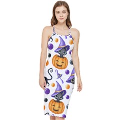 Halloween Cat Pattern Bodycon Cross Back Summer Dress by designsbymallika