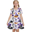 Halloween Cat Pattern Kids  Short Sleeve Tiered Mini Dress View1