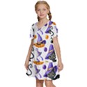 Halloween Cat Pattern Kids  Short Sleeve Tiered Mini Dress View2