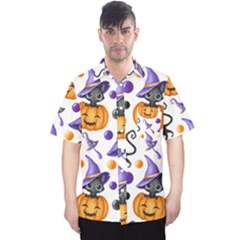 Halloween Cat Pattern Men s Hawaii Shirt