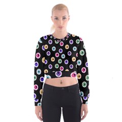 Eye Halloween Pattern Cropped Sweatshirt by designsbymallika