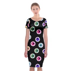 Eye Halloween Pattern Classic Short Sleeve Midi Dress by designsbymallika