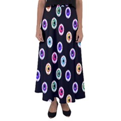 Eye Halloween Pattern Flared Maxi Skirt by designsbymallika