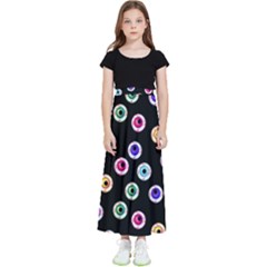 Eye Halloween Pattern Kids  Flared Maxi Skirt by designsbymallika