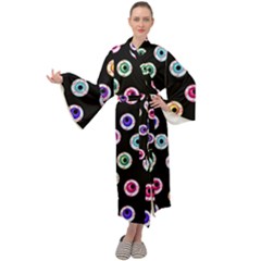 Eye Halloween Pattern Maxi Velour Kimono by designsbymallika