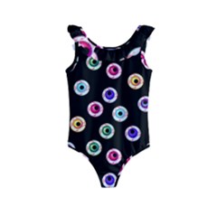 Eye Halloween Pattern Kids  Frill Swimsuit by designsbymallika