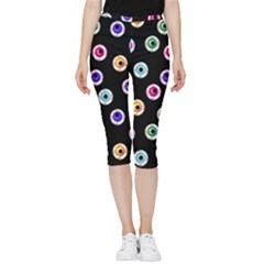 Eye Halloween Pattern Inside Out Lightweight Velour Capri Leggings 