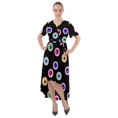 Eye Halloween Pattern Front Wrap High Low Dress by designsbymallika