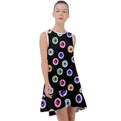 Eye Halloween Pattern Frill Swing Dress by designsbymallika