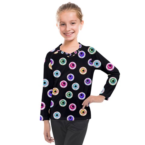 Eye Halloween Pattern Kids  Long Mesh Tee by designsbymallika