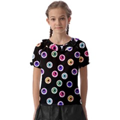 Eye Halloween Pattern Kids  Frill Chiffon Blouse by designsbymallika