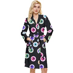 Eye Halloween Pattern Long Sleeve Velour Robe by designsbymallika