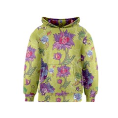 Blue Purple Floral Pattern Kids  Pullover Hoodie by designsbymallika