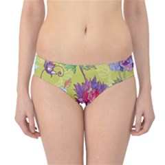 Blue Purple Floral Pattern Hipster Bikini Bottoms by designsbymallika