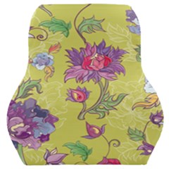 Blue Purple Floral Pattern Car Seat Back Cushion  by designsbymallika