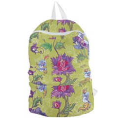 Blue Purple Floral Pattern Foldable Lightweight Backpack by designsbymallika