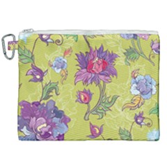 Blue Purple Floral Pattern Canvas Cosmetic Bag (xxl) by designsbymallika