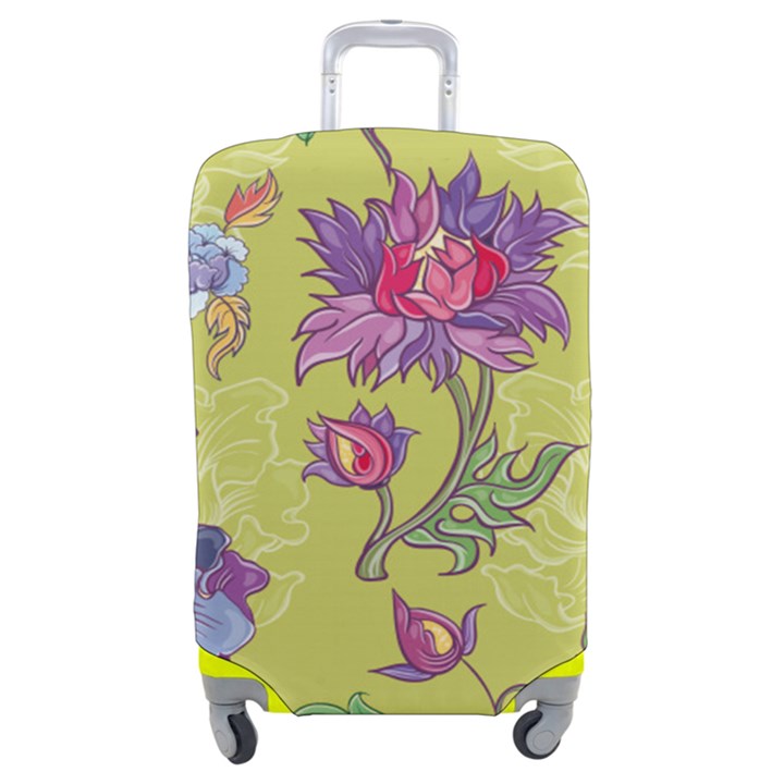 Blue Purple Floral Pattern Luggage Cover (Medium)