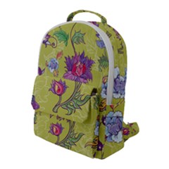 Blue Purple Floral Pattern Flap Pocket Backpack (large) by designsbymallika