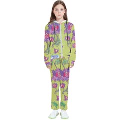 Blue Purple Floral Pattern Kids  Tracksuit by designsbymallika