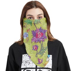 Blue Purple Floral Pattern Face Covering Bandana (triangle) by designsbymallika