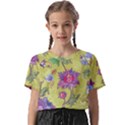 Blue Purple Floral Pattern Kids  Basic Tee View1