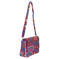 Abstrac-carpet Shoulder Bag With Back Zipper by nate14shop