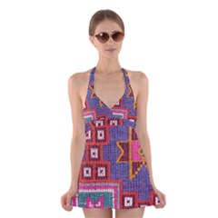 Abstrac-carpet Halter Dress Swimsuit  by nate14shop