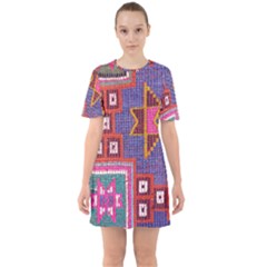 Abstrac-carpet Sixties Short Sleeve Mini Dress by nate14shop