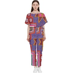 Abstrac-carpet Batwing Lightweight Chiffon Jumpsuit