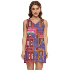 Abstrac-carpet Tiered Sleeveless Mini Dress by nate14shop