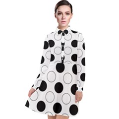 Abstract-polkadot 03 Long Sleeve Chiffon Shirt Dress