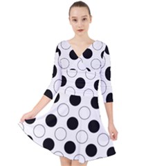 Abstract-polkadot 03 Quarter Sleeve Front Wrap Dress