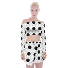 Abstract-polkadot 03 Off Shoulder Top With Mini Skirt Set