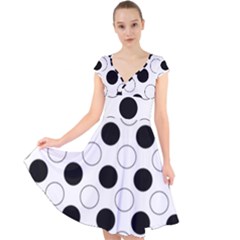 Abstract-polkadot 03 Cap Sleeve Front Wrap Midi Dress