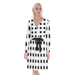 Abstract-polkadot 03 Long Sleeve Velvet Front Wrap Dress by nate14shop