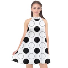 Abstract-polkadot 03 Halter Neckline Chiffon Dress 