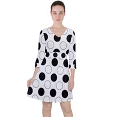 Abstract-polkadot 03 Quarter Sleeve Ruffle Waist Dress by nate14shop