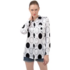 Abstract-polkadot 03 Long Sleeve Satin Shirt